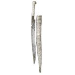 **A BALKAN SILVER-MOUNTED SHORTSWORD (YATAGHAN), 19TH CENTURY with curved single-edge blade