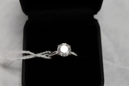 A 14ct white gold diamond solitaire ring