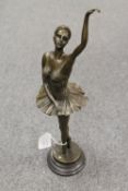 A bronze study of a ballerina, on marble