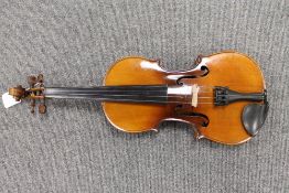 A French violin by Jerome Thibonville Lamy, branded upon the back Marquise  de lair, labelled