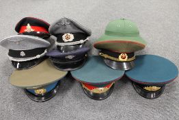 A collection of eight military caps - Ru