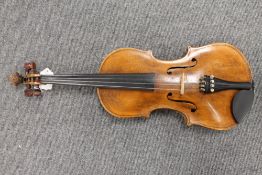 A late nineteenth century Scottish school violin, labelled within by John Tweedy, full size with bow