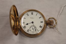 A 9ct gold Waltham hunter pocket watch, 95.6g. CONDITION REPORT: Good condition.