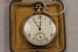 A yellow metal pocket watch by Waltham. CONDITION REPORT: Good condition, the case unmarked.