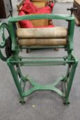 A Victorian mangle painted in green, hei