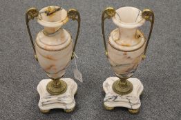 A pair of ormolu mounted marble vases, height 39.5 cm. (2) CONDITION REPORT: Good condition.