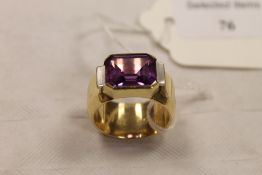 A 14ct gold amethyst ring. CONDITION REPORT: Gross weight 25.1g.