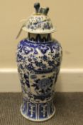 A nineteenth century Chinese blue and white lidded vase, height 32 cm. CONDITION REPORT: With