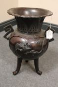 A Chinese bronze inscence burner, height