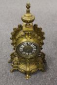 A late nineteenth century French brass mantle clock, height 39 cm. CONDITION REPORT: Good