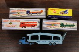 A Dinky Toys Breakdown Lorry 430, together with Pullmore Car transporter, Foden Flat Truck, Regent