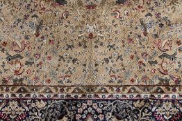 A Kashmir fringed rug with leaf design o