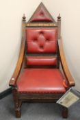 An Old Charm limited edition oak Throne Chair, numbered 465, height 140 cm. CONDITION REPORT: Good