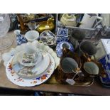 TRAY OF COPPER LUSTRE JUGS,