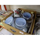 BOX CONTAINING HORNSEA POTTERY, ROYAL ALBERT DISH, TEA CHINA, ETC.