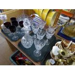 CRYSTAL DECANTER AND SIX WINE GLASSES