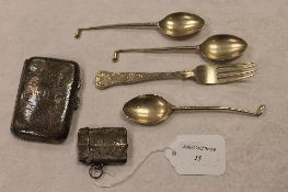 A silver vesta case, Birmingham 1912, together with a silver cigarette case and four items of