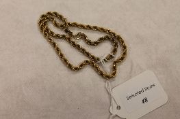 A 9ct gold rope-twist necklace, 15.4g. CONDITION REPORT: Good condition.