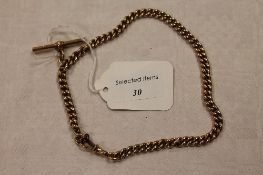 An 10ct gold pocket watch chain, 53g. CONDITION REPORT: Good condition. Catalogue ammended this is