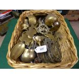 BASKET OF HORSE BRASSES AND BRASS