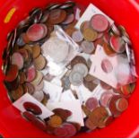 Box of various mixed coins.