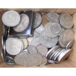 Box of mostly modern coins.