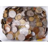 Box of various mixed coins.