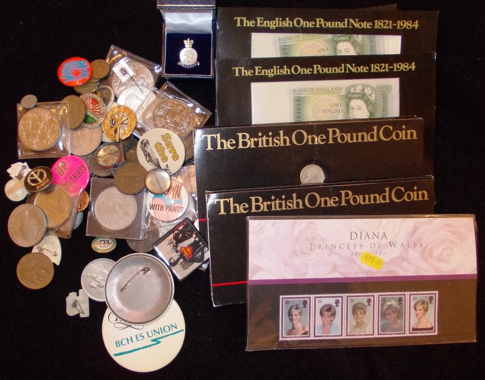 Collection of various modern coins, bank