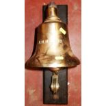 Marine. Mounted brass ship’s bell. Marke