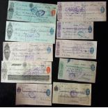 Cheques & Notes. Collection of 10 variou