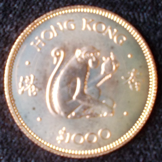 Hong Kong. $1000 gold coin. 1980. Year o