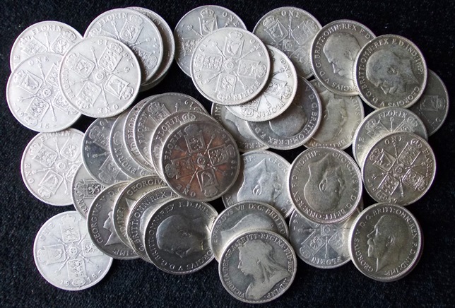 Collection of pre-1920 silver florins. G