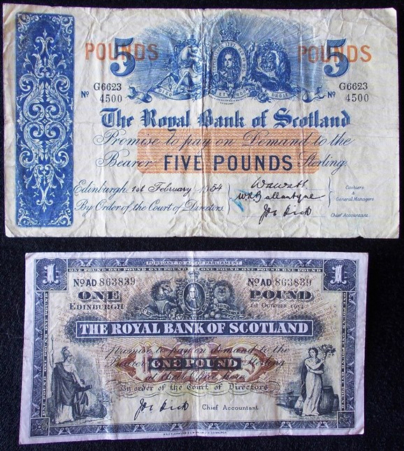 (2) Banknotes.  Royal Bank of Scotland.