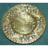 Arts & Crafts hand beaten circular brass