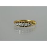 Diamond five stone ring, 18ct Plat.