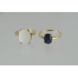 Ring with oval opal, 1970 & another with