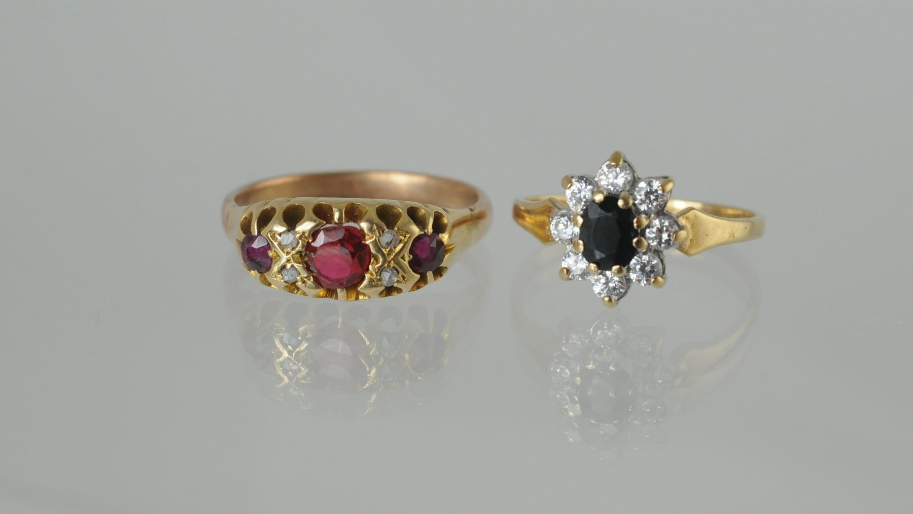 Edwardian ruby & diamond ring & a diamon