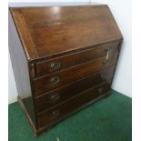 Georgian oak bureau, the fall front encl