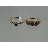 Garnet ring in 9ct gold & a similar gem