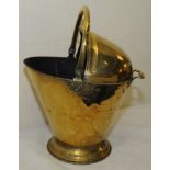 Victorian brass coal bucket of helmet fo