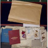 Two Masonic aprons & four various jewels