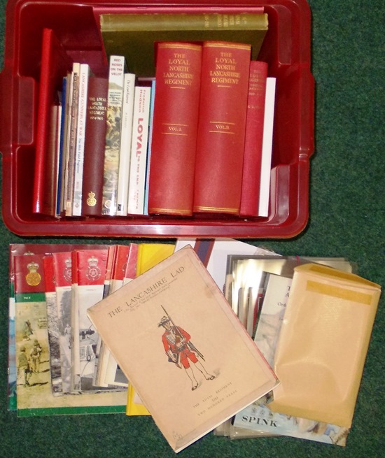 Books. Box of various Lancs. & Loyal Rgt