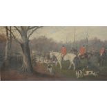 Francis Cecil Boult, a good overpainted photograph of a hunting scene, 13" x 22½", monogrammed T.M.