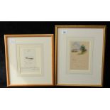 JOSEPH CROSS & SYLVESTER STANNARD.
Original Christmas greetings - two.
Watercolour.