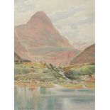 THOMAS BUSHBY.
Norwegian Fijord.
Watercolour. 13¾" x 10".
Signed, dated 1904.