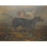? ROBINSON.
Two hunting dogs on heathland.
Oil on canvas. 27" x 35½".
Signed, dated 1872.