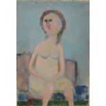 STELLA STEYN.
"Draped seated girl".
29" x 20".
Signed, inscribed with title on reverse & dated Jan.