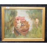 AFTER EDWARD JOHN GREGORY.
Boating scene.
Oil on canvas board. 12" x 15¾".