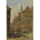 WILLIAM HENRY NUTTER.
Continental street scene, possibly Belgium.
Watercolour. 19½" x 13".