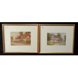 JOHN H. TYSON.
Half timbered cottage & thatched cottage - a pair.
Watercolours.
Both 6" x 8¾".